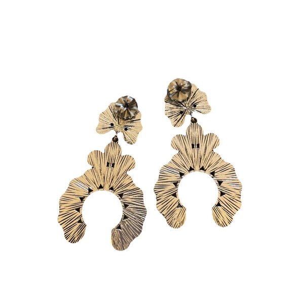 Oversized Turquoise Squash Blossom Earrings – Western Statement Jewelry - Picture 4 of 4